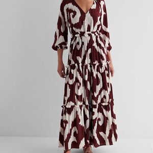 Express V neck Tiered Maxi Dress Large